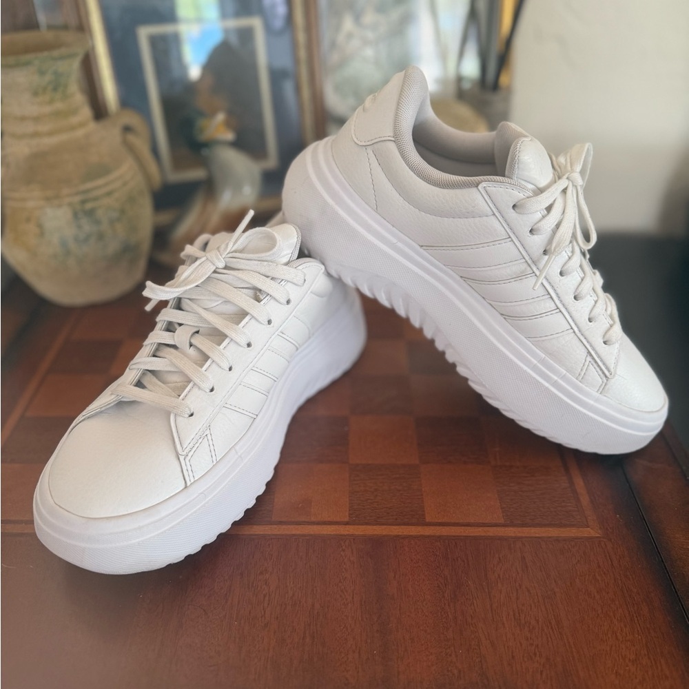 Adidas Grand Court Platform White Sneakers Tennis Shoes Size 8